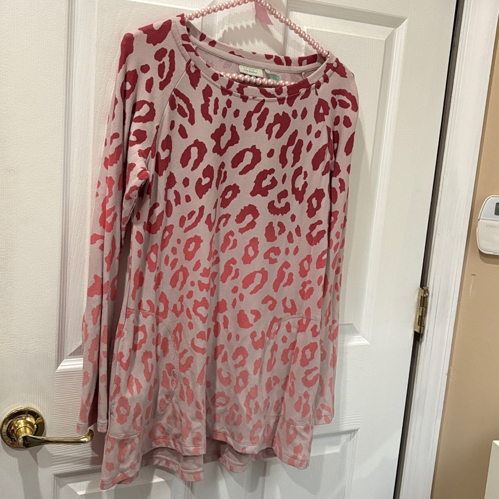 Logo by Lori Goldstein ombre leopard French Terry long sleeve top